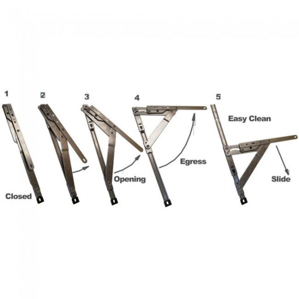 PAIR OF MEGA EGRESS EASY CLEAN WINDOW FRICTION STAYS - 14MM & 17MM STACK - Image 2