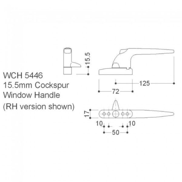 9MM KEY LOCKING RIGHT HANDED COCKSPUR WINDOW HANDLE - ALL COLOURS - Image 2