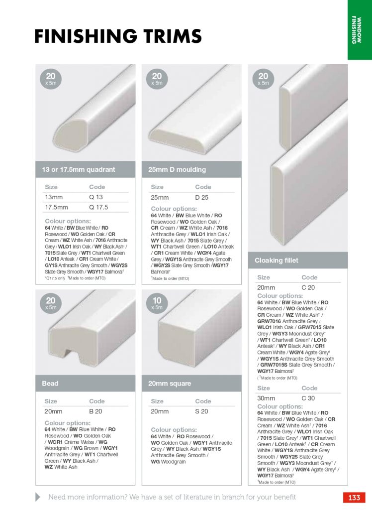 13MM QUADRANT FINISHING TRIMS ALL COLOURS X 5M UPVC Shop