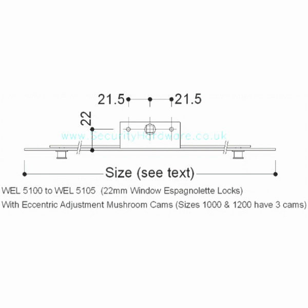 IN-LINE WINDOW ESPAGNOLETTE LOCK WITH 8MM MUSHROOM CAMS (ALL SIZES) - Image 2