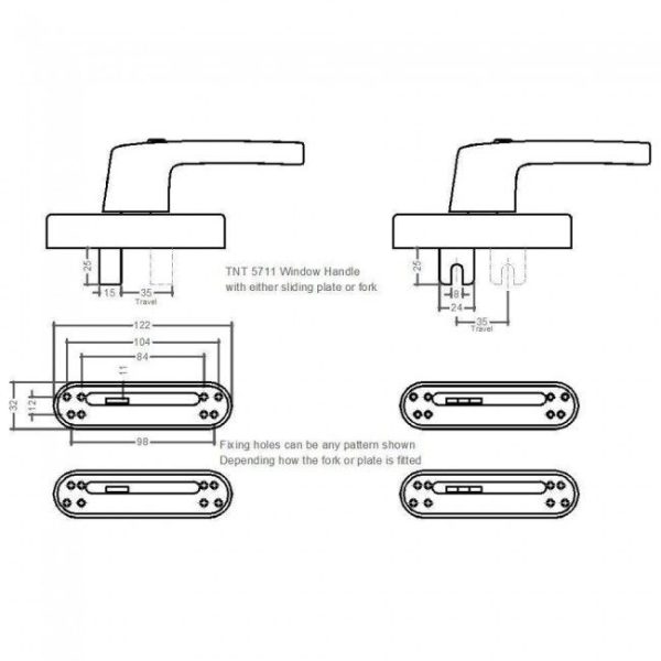 SCHLOSSER TECHNIK TILT & TURN WINDOW HANDLE WITH OPTIONAL FORK OR FLAT PLATE DRIVE - ALL COOLURS - Image 2