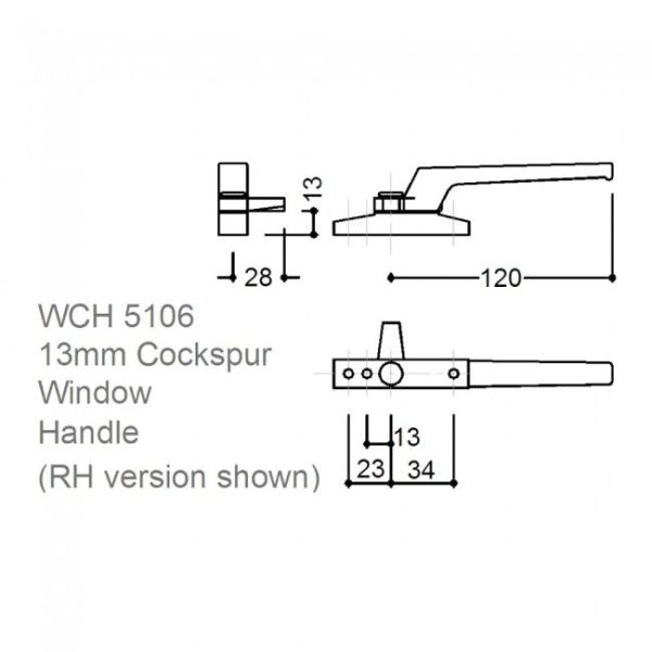 13MM KEY LOCKING LEFT/RIGHT HANDED COCKSPUR WINDOW HANDLE - WHITE - Image 2