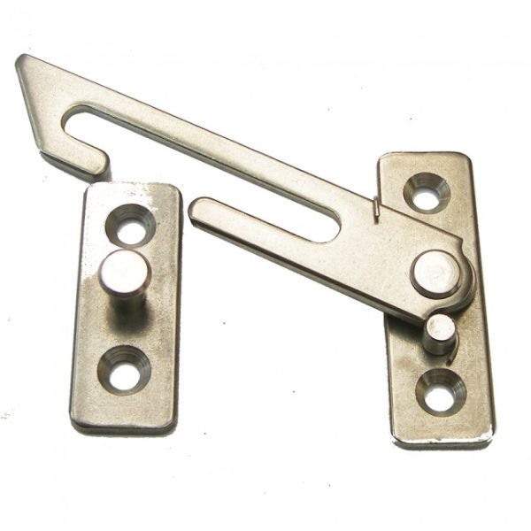 CONCEALED STAINLESS STEEL WINDOW RESTRICTOR SHORT ARM LEFT HANDED WITH STUD PLATE