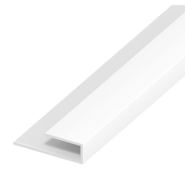 White Smooth Board Clip - Length 5m x Width 25mm {J Trim)