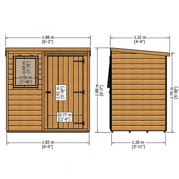 6' x 4' Traditional Tongue and Groove Pent Wooden Shed (1.83m x 1.22m) - Image 3