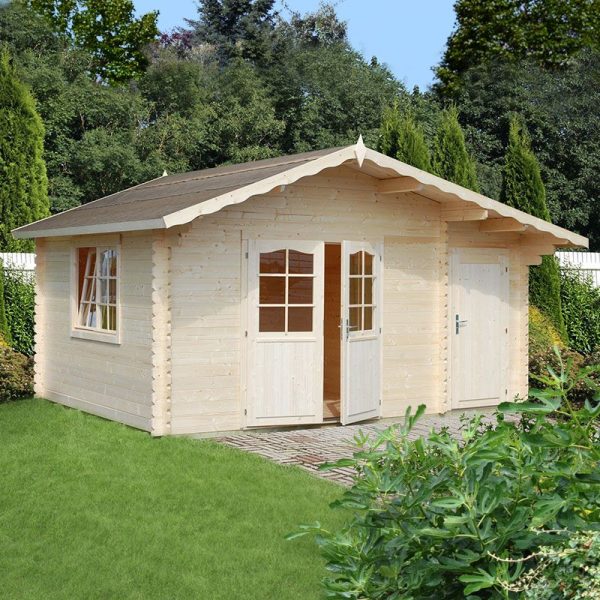 Palmako Emma 4.7m x 3.5m Log Cabin Summer House with Shed (34mm) - Image 3