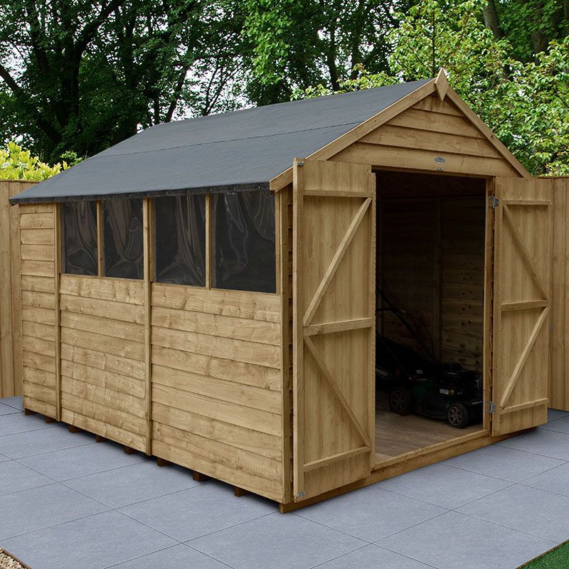 10 X 8 Forest Overlap Pressure Treated Double Door Apex Wooden Shed